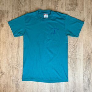 Vintage Hanes Graphic T-Shirt Camp ReCreation Teal Blue Medium Single Stitch Tee
